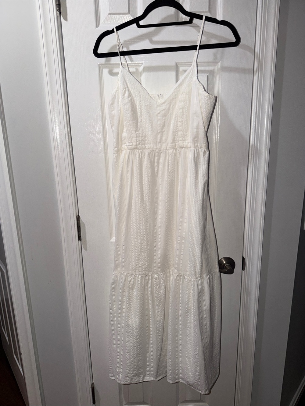 Elan Two Piece white dress with neutral khaki removable vest - Picture 5 of 9